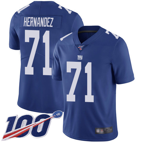 Men New York Giants #71 Will Hernandez Royal Blue Team Color Vapor Untouchable Limited Player 100th Season Football NFL Jersey